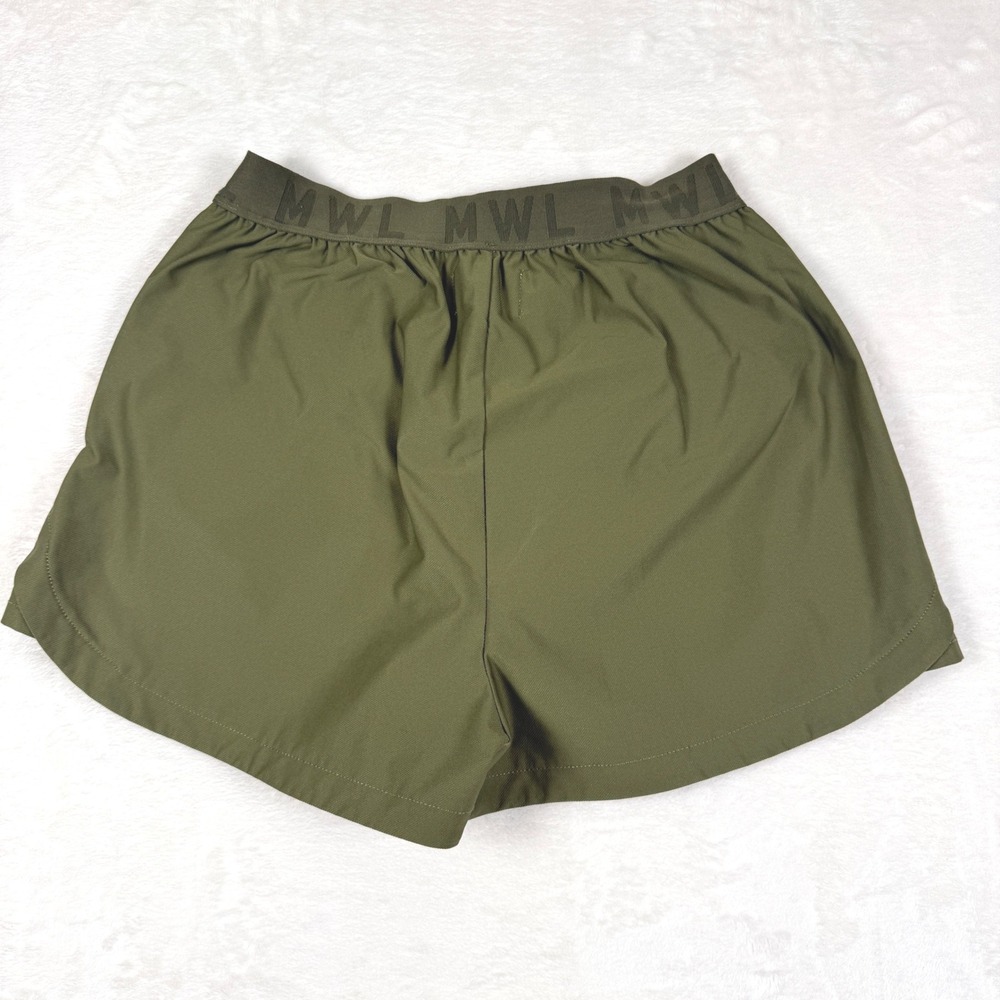 Madewell‎ MWL Olive Green Canvas Athletic Shorts Size S Elastic Waist Logo Band - Picture 5 of 7